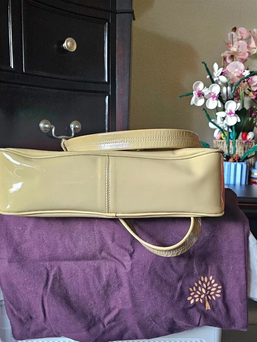 Mulberry Patent Tan Shoulder Bag with Signature Buckle